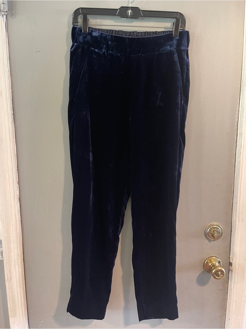 J.Crew Navy Blue Velvet Pull-On Slim Straight Easy Pants Size 2T